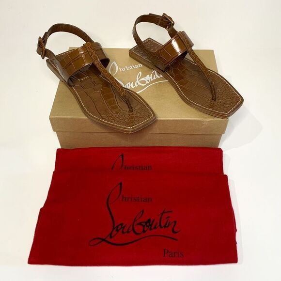 Christian Louboutin Shoes - Christian Louboutin Cubongo Flat Calf Ali Gladiator Thong Sandals EU 37.5 US 7.5